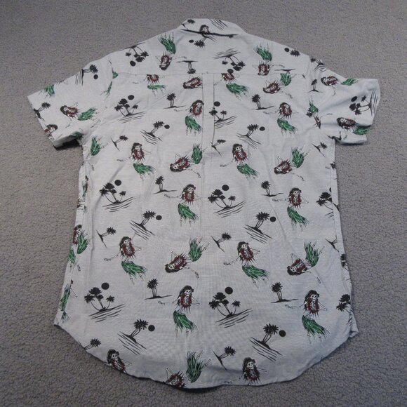 WXYZ Men's Hawaiian Skeleton Shirt Medium Gray Button Down Short Sleeve NEW - Picture 8 of 11
